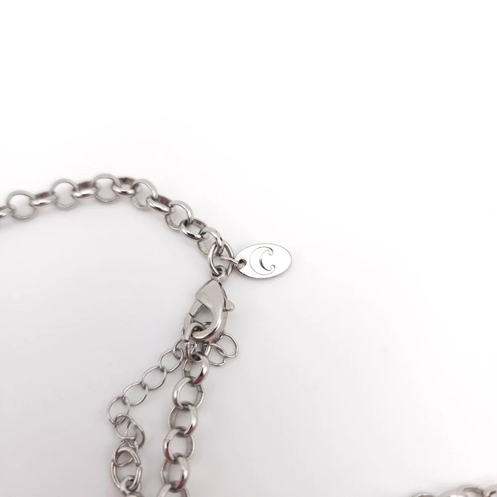Charming Charlie Silver Tone‎ Necklace Red Oval Cabochon Bib
